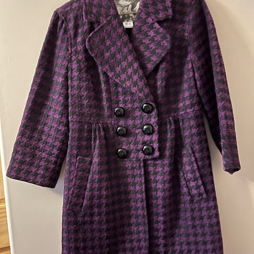 Mac & Jac Vintage Reto Double Breasted Purple & Black Brocade Jackets